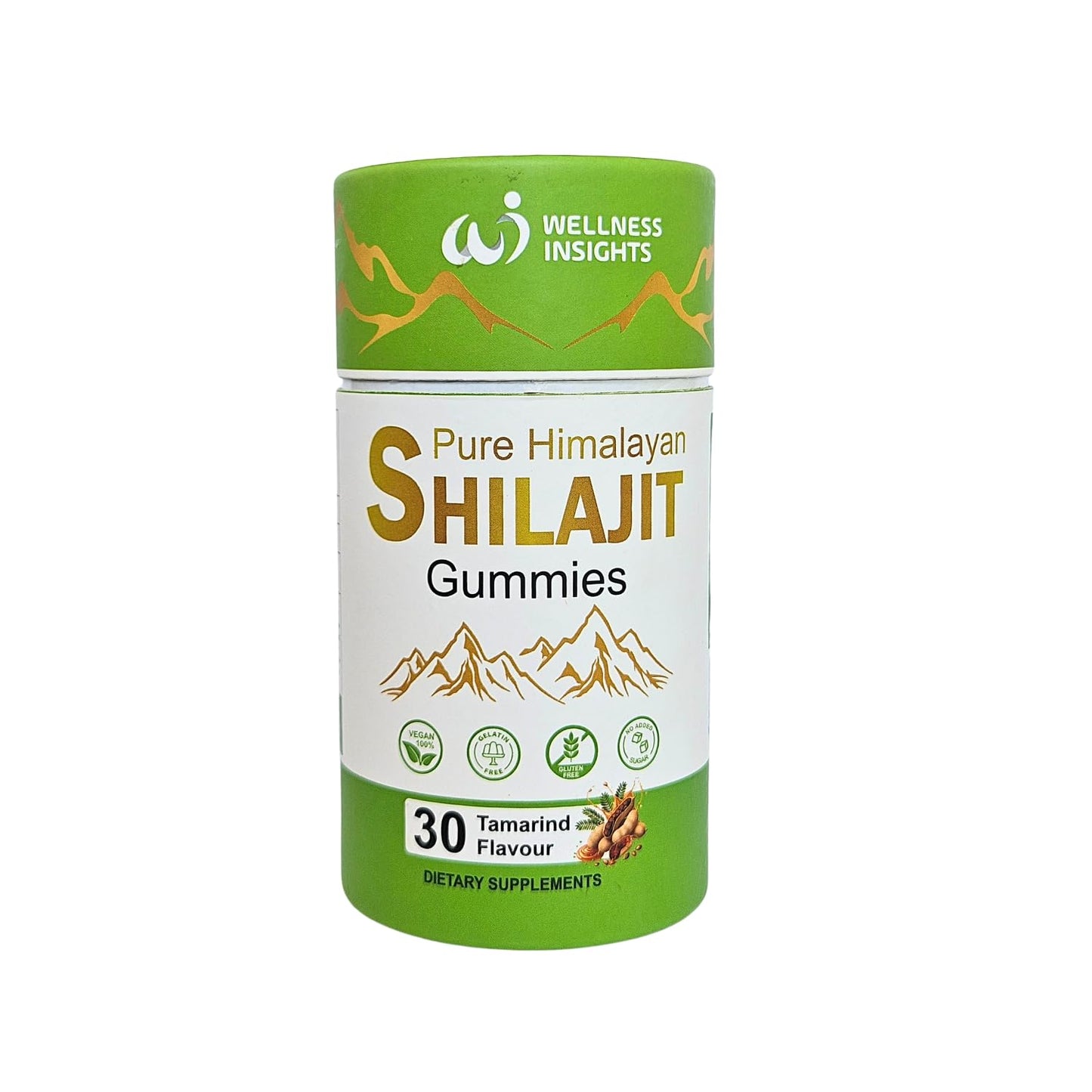 Wellness Insights Pure Himalayan Shilajit Gummies | Tamarind Flavour | 30 Gummies | Vegan | Gelatin Free | Gluten Free | No Added Sugar