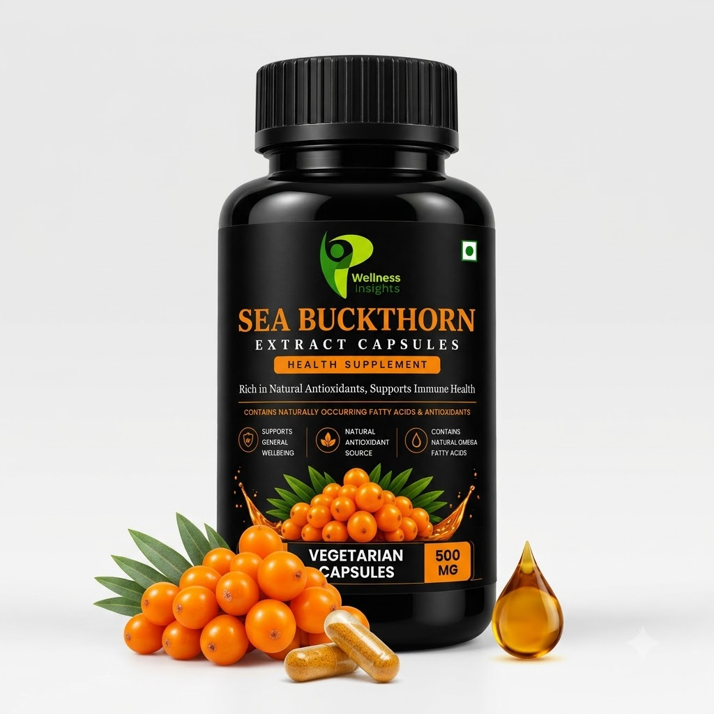 Wellness Insights Sea Buckthorn Extract Capsules | 500mg | 120 Vegetarian Capsules